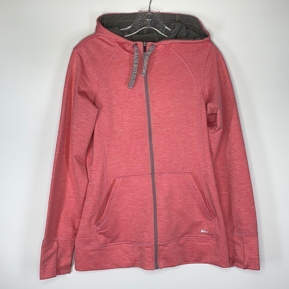 REI Pink Heathered Hooded Full Zip Sweatshirt - Picture 1 of 6